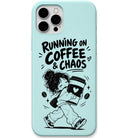 Running on Coffee & Chaos liquid silicone phone cover in Mint Green
