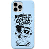 Running on Coffee & Chaos liquid silicone phone cover in Sky Blue