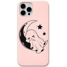 Sleepy Moon Ghost liquid silicone phone cover in Blush Pink