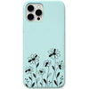 Wavy Stem Daisy liquid silicone phone cover in Mint Green