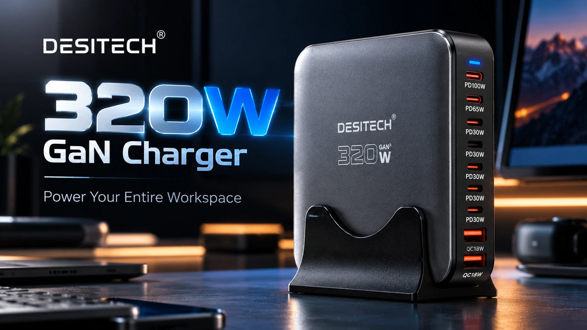 DesiTech 320W GaN Charger — Power Your Entire Workspace.