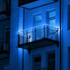 LED rope lighting installed on balcony railing