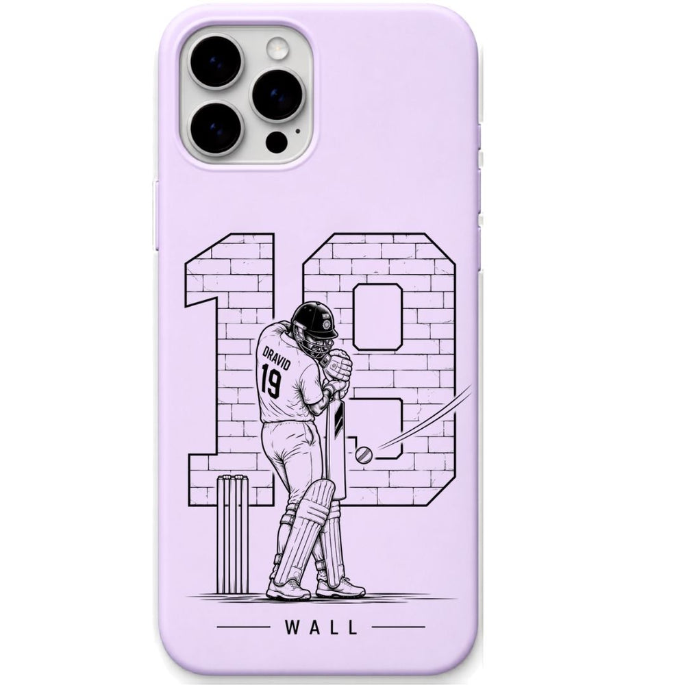 Dravid The Wall Lavender cricket mobile cover