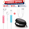 Apple iPhone Original USB-C EarPods + USB-C to 3.5mm Headphone Adapter | FREE Travel Carry Case & Cable Protector