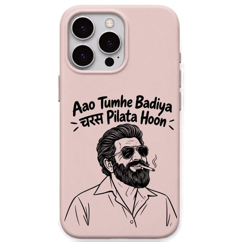 Aao Tumhe Badiya Charash Pilata Hoon meme iPhone cover in Blush Pink