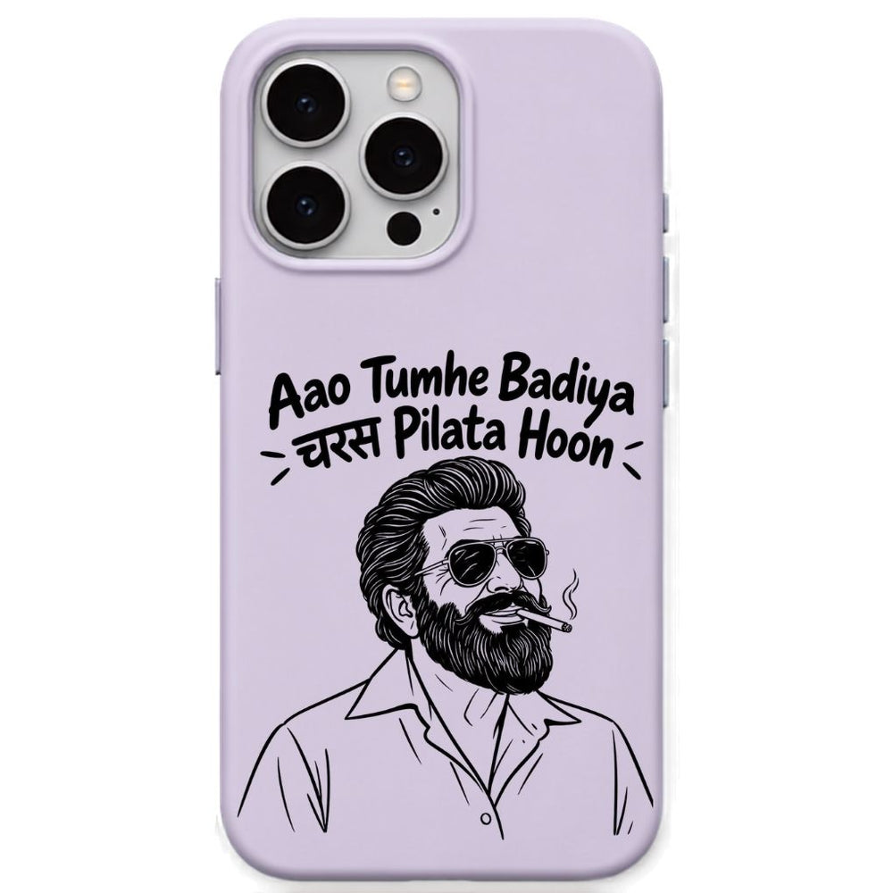 Aao Tumhe Badiya Charash Pilata Hoon meme iPhone cover in Lavender