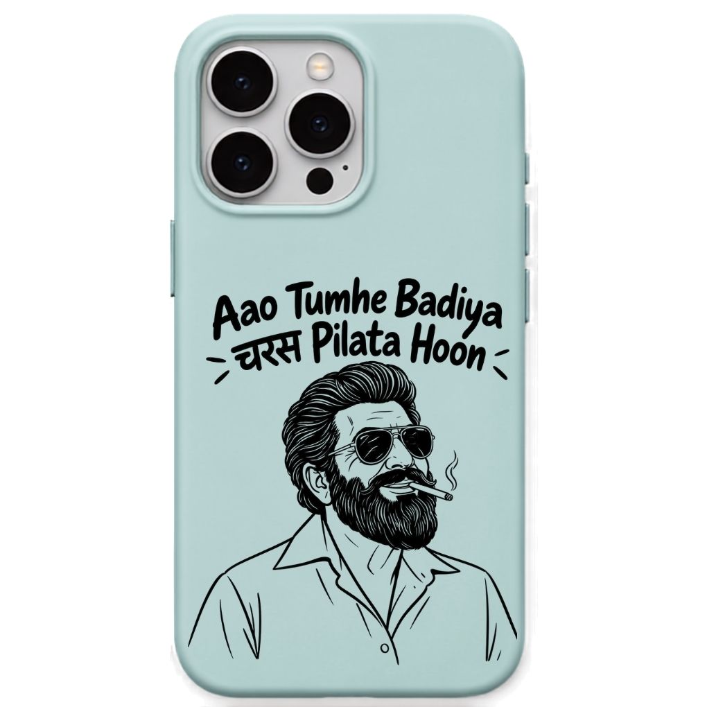 Aao Tumhe Badiya Charash Pilata Hoon meme iPhone cover in Mint Green