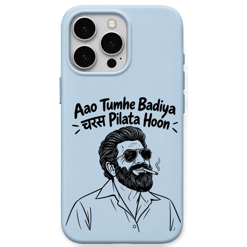 Aao Tumhe Badiya Charash Pilata Hoon meme iPhone cover in Sky Blue