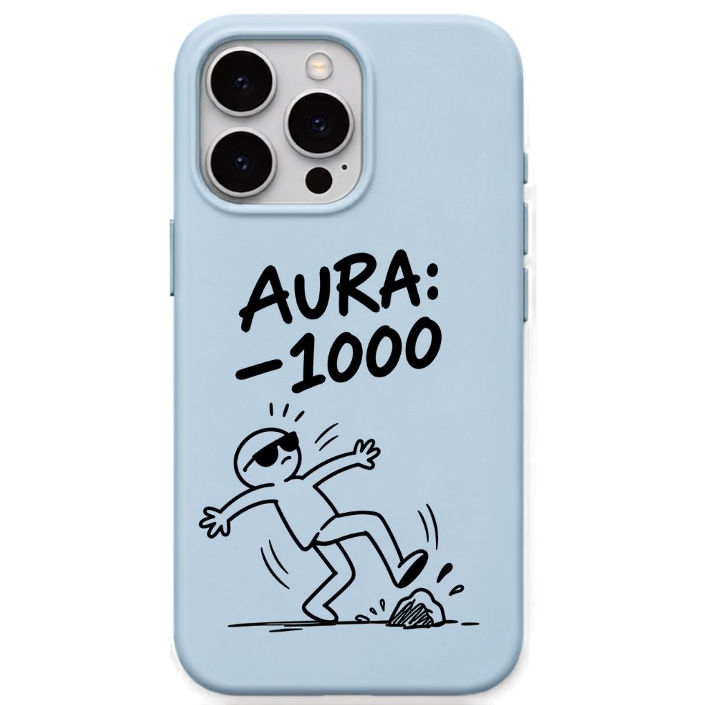 Aura -1000 meme iPhone cover in Sky Blue
