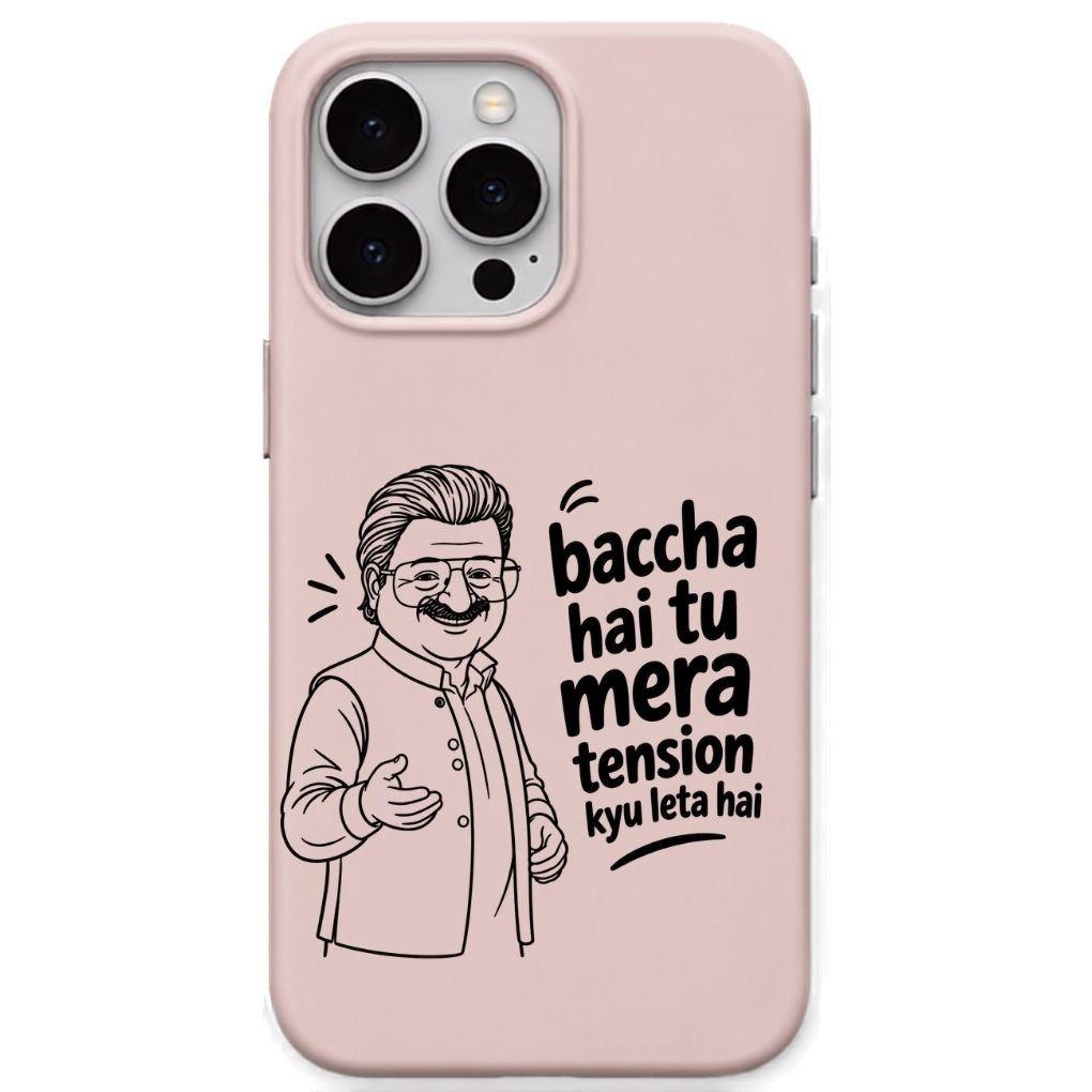 Baccha Hai Tu Mera Tension Kya Leta Hai meme iPhone cover in Blush Pink