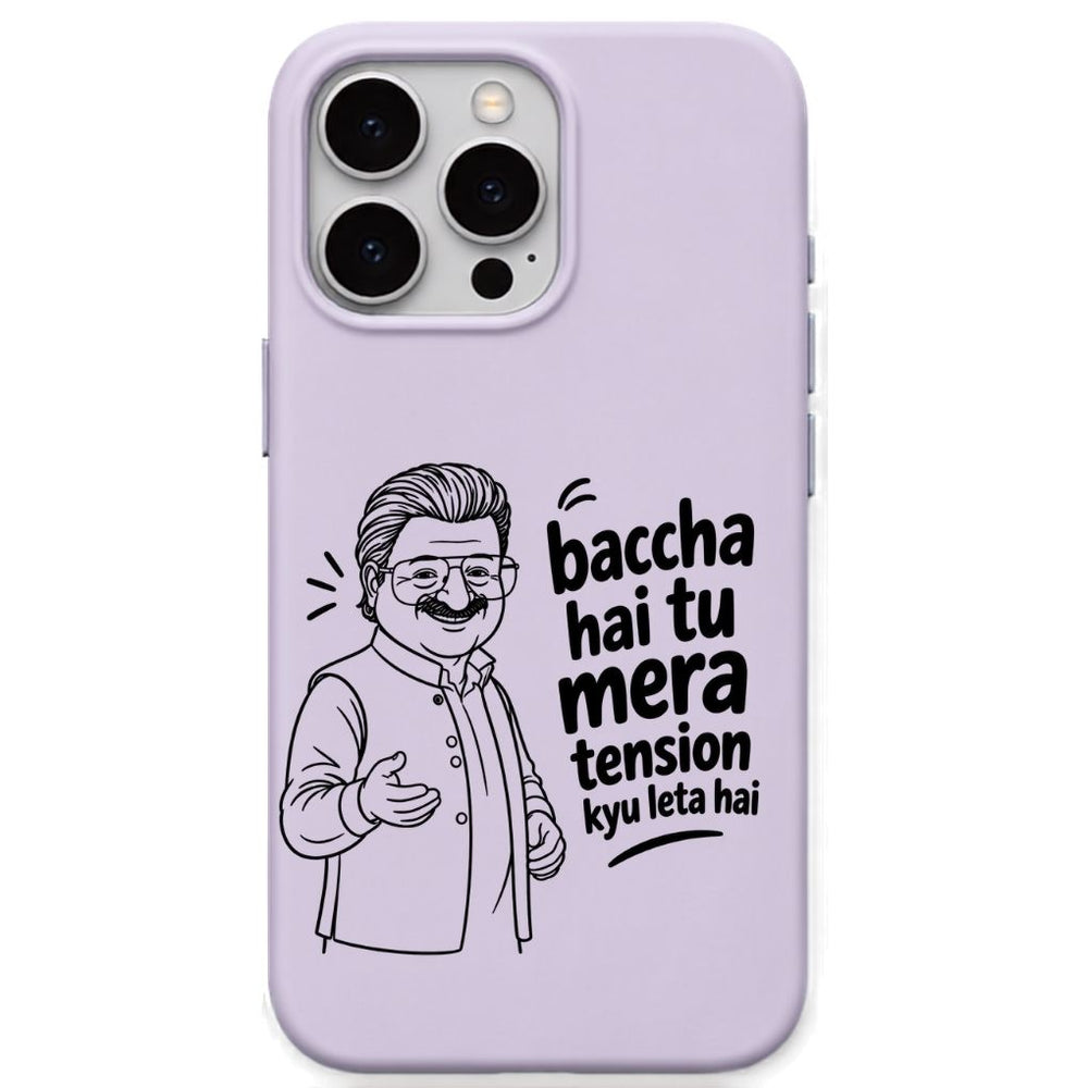 Baccha Hai Tu Mera Tension Kya Leta Hai meme iPhone cover in Lavender