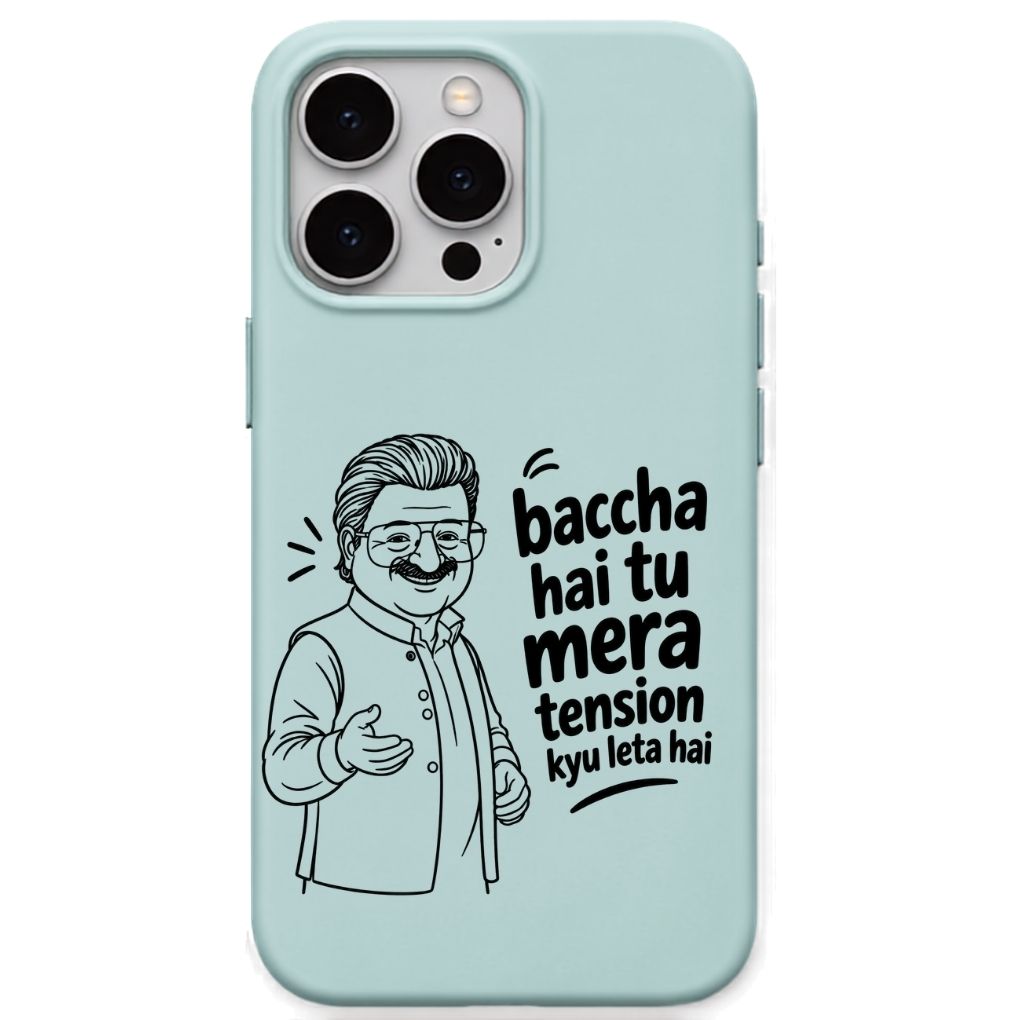 Baccha Hai Tu Mera Tension Kya Leta Hai meme iPhone cover in Mint Green