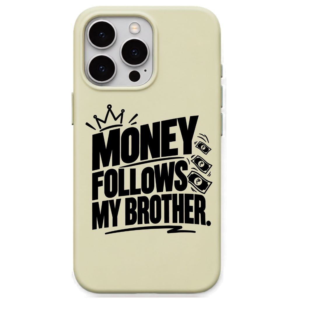 Money Follows My Brother meme iPhone cover in Lemon Yellow
