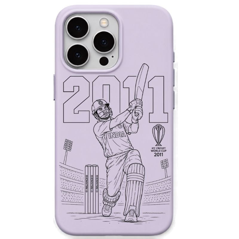 MS Dhoni Final Six Lavender cricket mobile cover