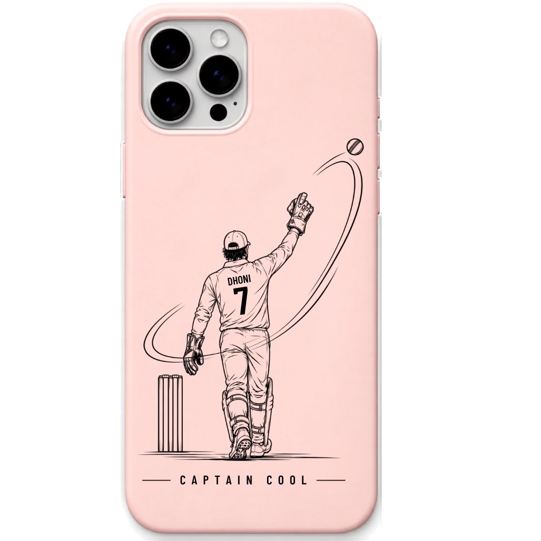 MSD Captain Cool Blush Pink cricket mobile cover