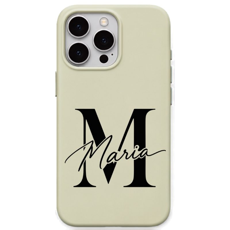 Classic Initial & Signature personalised phone cover in Lemon Yellow