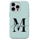Classic Initial & Signature personalised phone cover in Mint Green