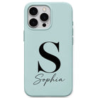 Classic Serif Name Monogram personalised phone cover in Mint Green
