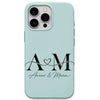 Couple Initials & Names personalised phone cover in Mint Green