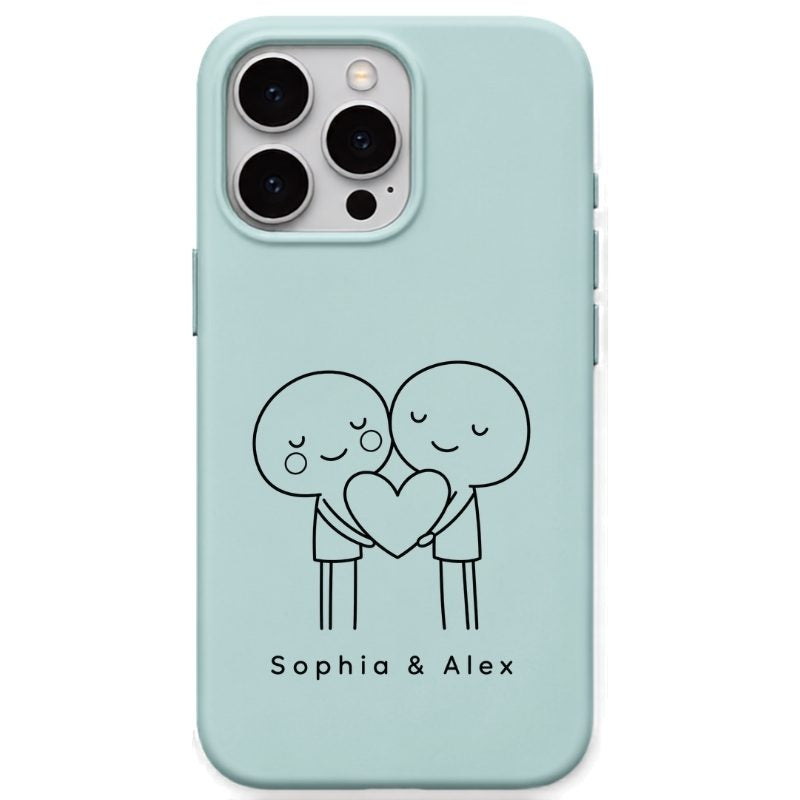 Cute Couple Names personalised phone cover in Mint Green