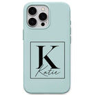 Framed Signature Monogram personalised phone cover in Mint Green