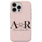 Linked Hearts Couple Monogram personalised phone cover in Blush Pink