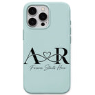 Linked Hearts Couple Monogram personalised phone cover in Mint Green