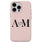 Minimal Heart Couple Initials personalised phone cover in Blush Pink