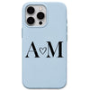 Minimal Heart Couple Initials personalised phone cover in Sky Blue