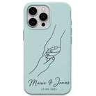 Pinky Promise Names & Date personalised phone cover in Mint Green