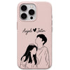 Romantic Couple Portrait & Names personalised phone cover in Blush Pink