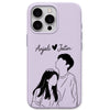 Romantic Couple Portrait & Names personalised phone cover in Lavender