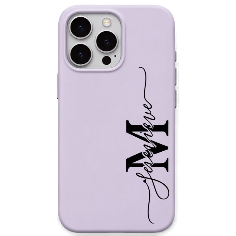 Vertical Signature Monogram personalised phone cover in Lavender