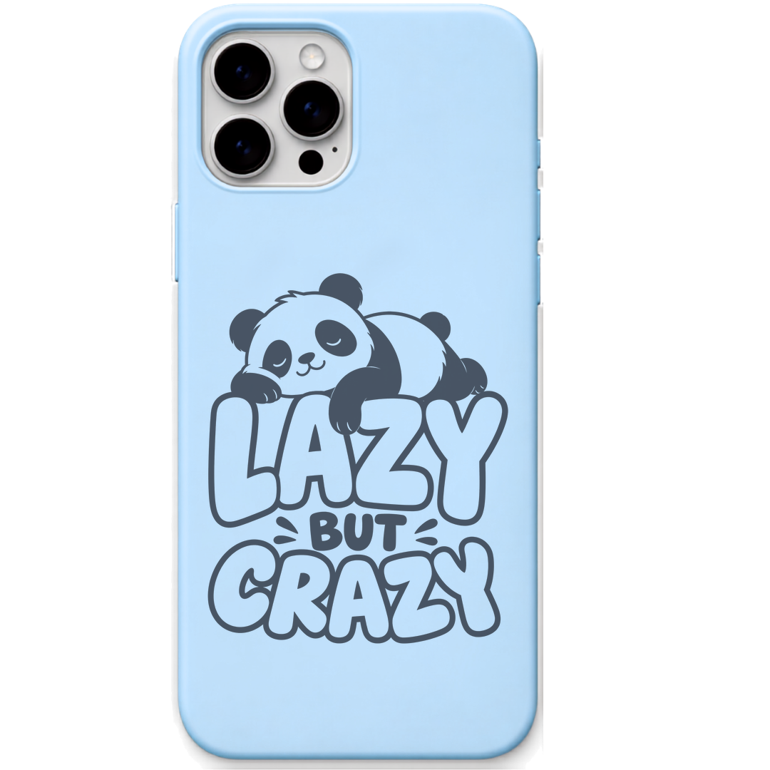 Lazy But Crazy Panda funny panda quote engraved silicone phone cover in Sky Blue