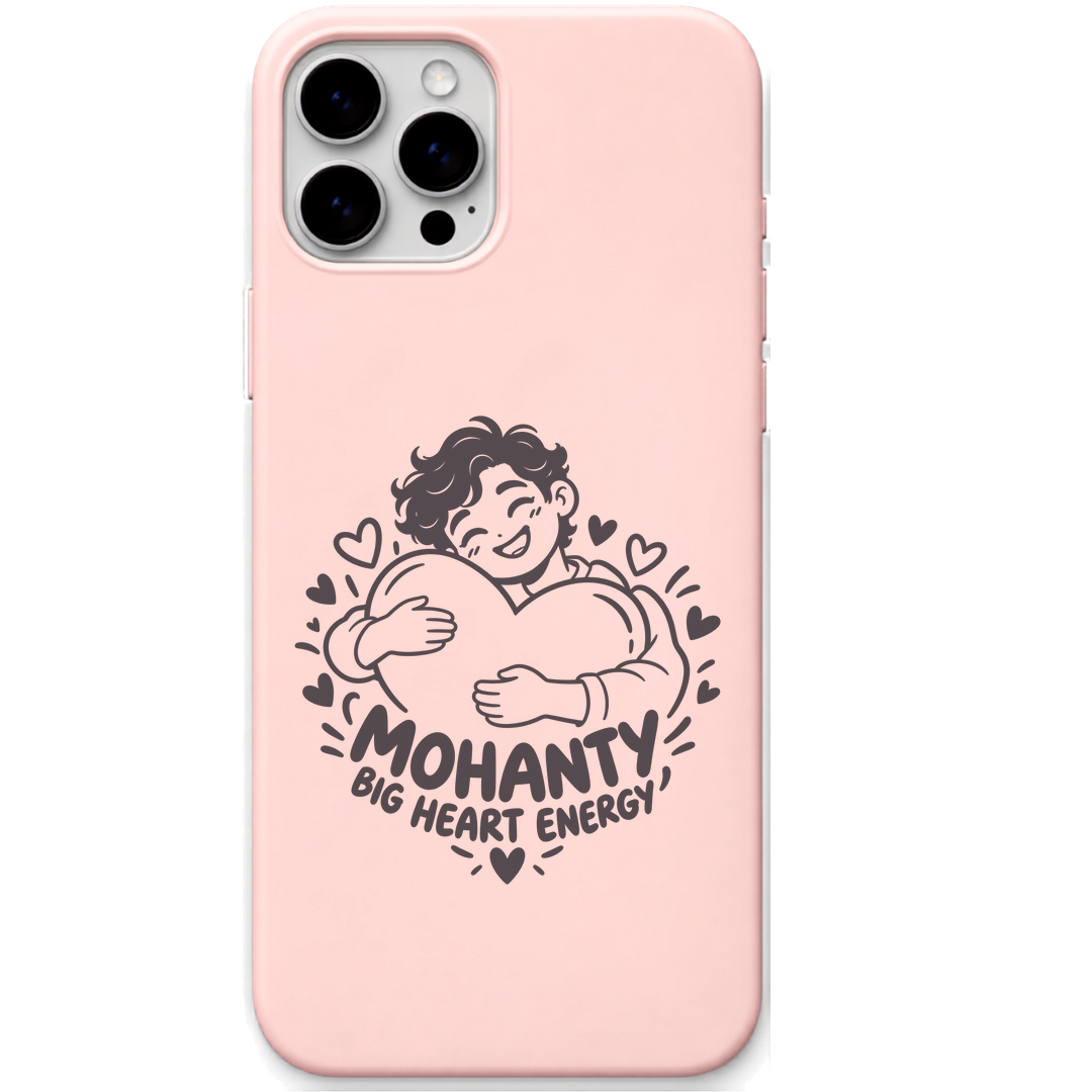 Mohanty Big Heart Energy engraved pastel silicone phone cover in Blush Pink