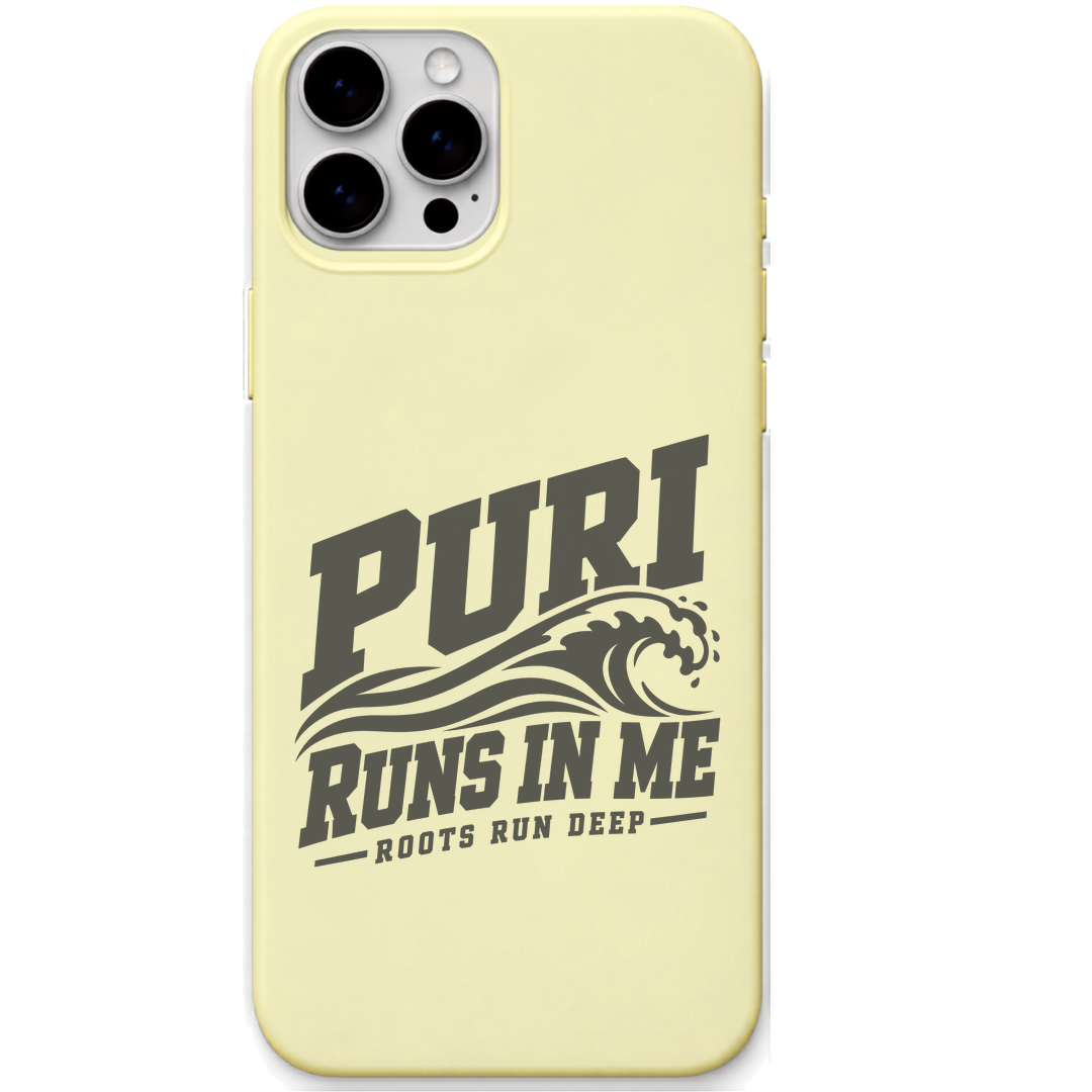 Puri Runs in Me engraved pastel silicone phone cover in Lemon Yellow
