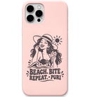 Beach Bite Repeat Puri engraved pastel silicone phone cover in Blush Pink