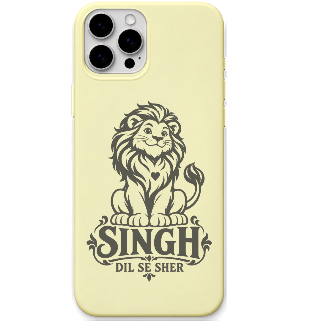 Singh Dil Se Sher engraved silicone phone cover in Lemon Yellow