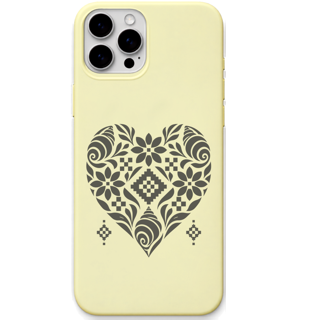 Woven Heart engraved pastel silicone phone cover in Lemon Yellow