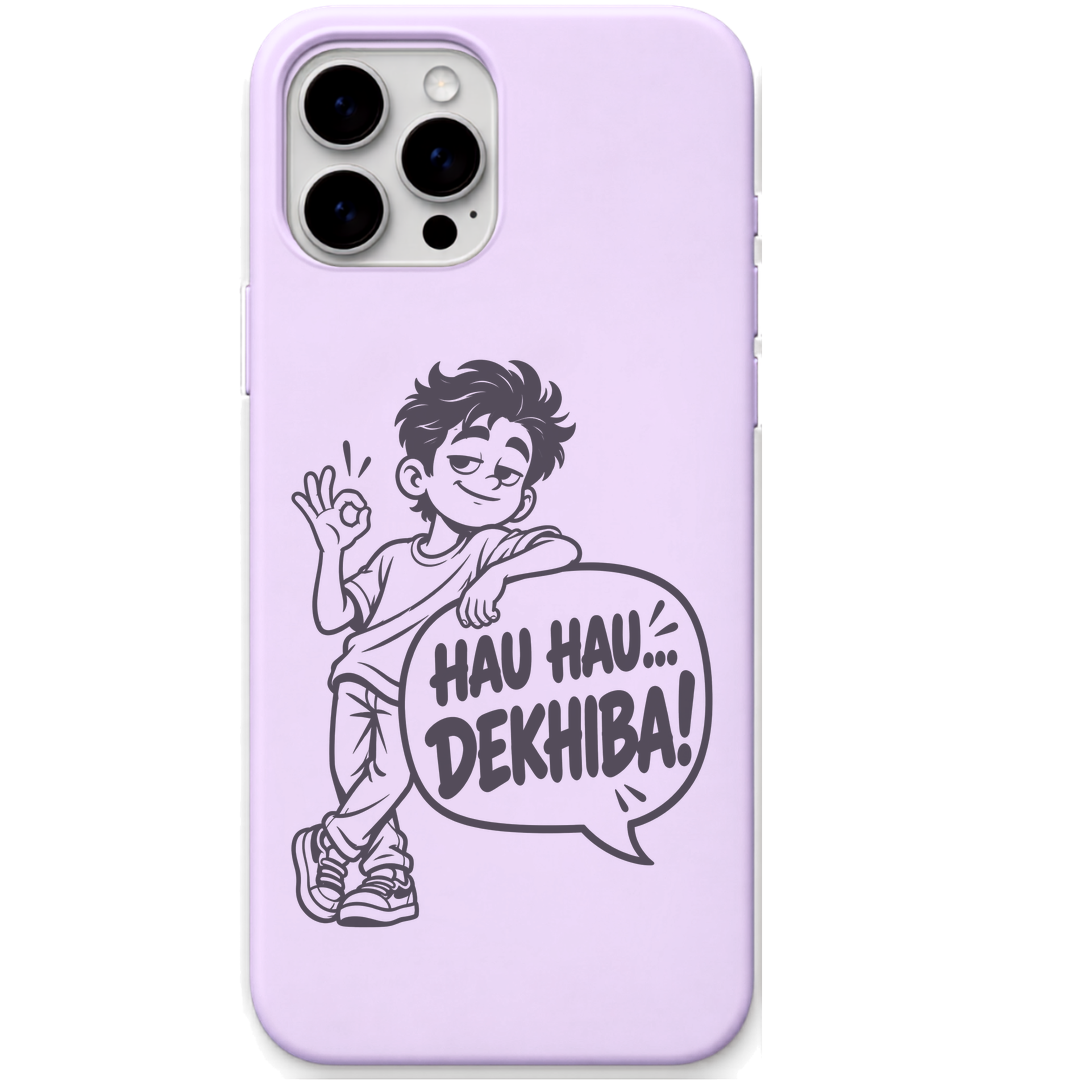 Hau Hau Dekhiba Odia Reply Mode engraved pastel silicone phone cover in Lavender