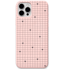 Handdrawn Heart Grid engraved silicone phone cover in Blush Pink