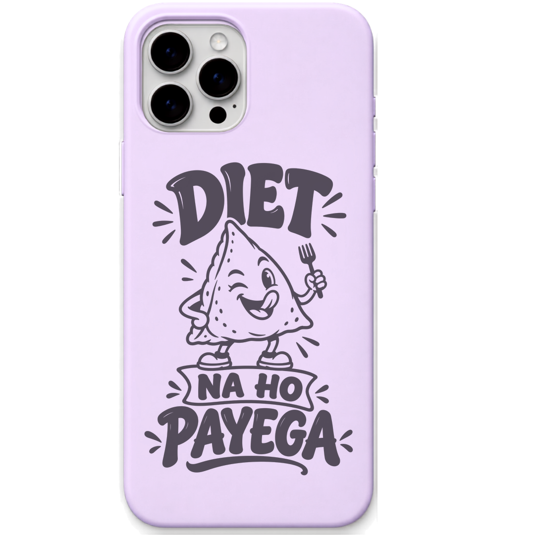 Diet Na Ho Payega funny food lover meme engraved silicone phone cover in Lavender