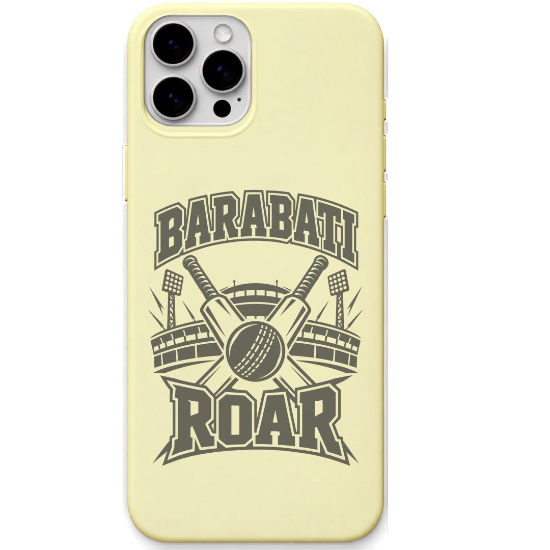 Barabati Roar Cricket engraved pastel silicone phone cover in Lemon Yellow