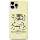 Chhena Poda Baked With Love engraved pastel silicone phone cover in Lemon Yellow