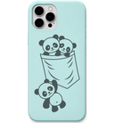 Pocket Besties Pandas pandas pocket illustration engraved pastel silicone phone cover in Mint Green