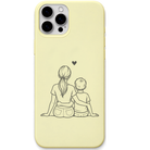 Always Beside You mother son line art engraved pastel silicone phone cover in Lemon Yellow