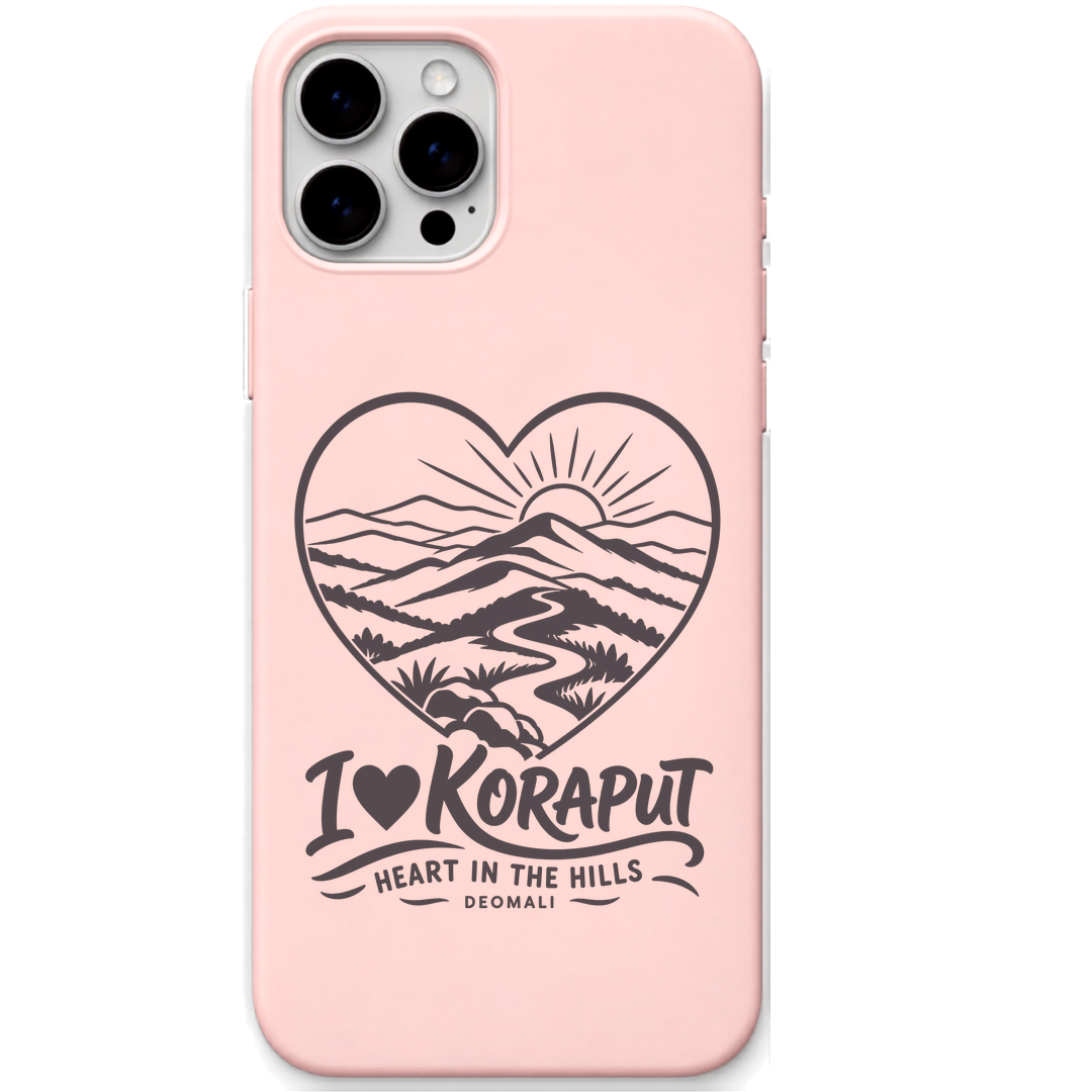 Koraput Heart in the Hills engraved pastel silicone phone cover in Blush Pink