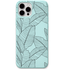 Tropical Leaves engraved silicone phone cover in Mint Green