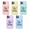 Joshi Written in the Stars iPhone Cover – engraved surname silicone case shown in five pastel colours