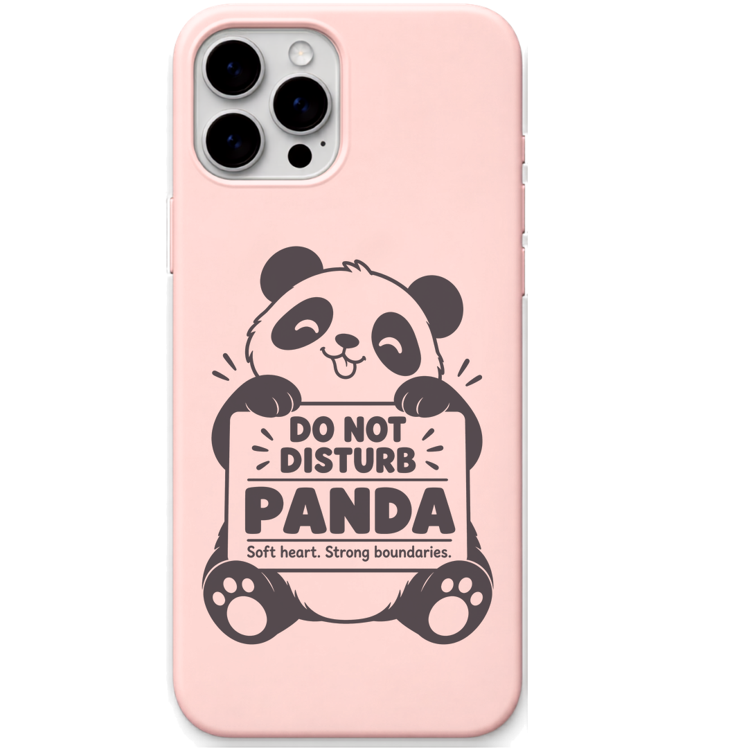 Panda Do Not Disturb engraved pastel silicone phone cover in Blush Pink